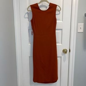 A.L.C Midi silk dress open back- rust/burnt orange